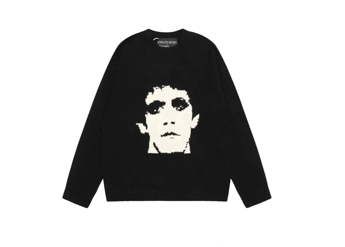 ERD Lou Reed Portrait Jacquard Knit Sweater — Black