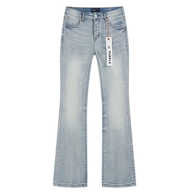 Purple Brand Light Blue Rhinestone Flare Jeans