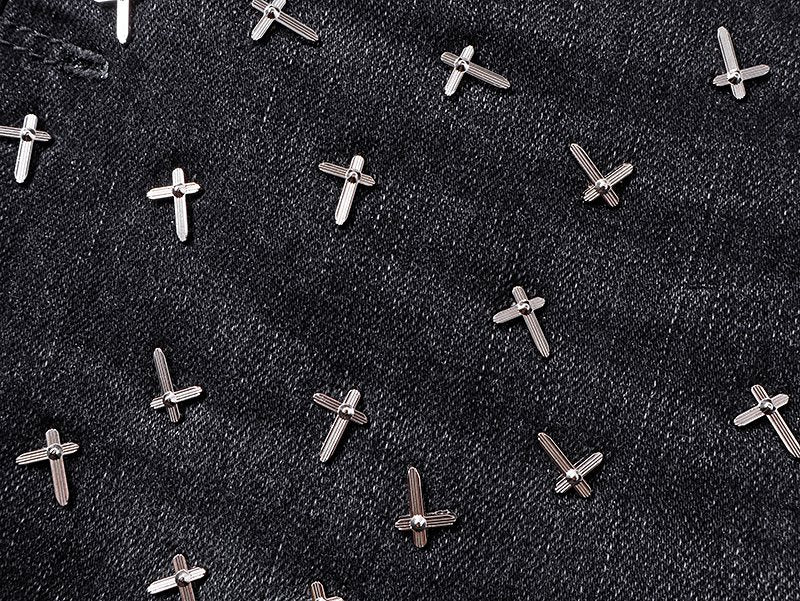 R+A Cross-Stud Washed Black Jeans